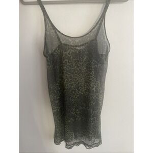 Victoria's Secret Lingerie Babydoll Green Cheetah Short Night Gown Sz Medium